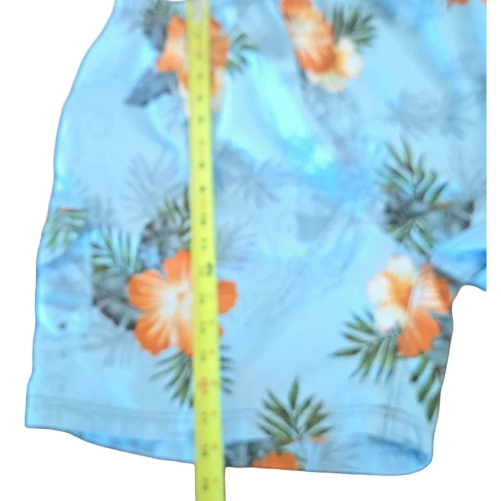 Sand N Sun Men's Light Blue Floral Swim Trunks S Large